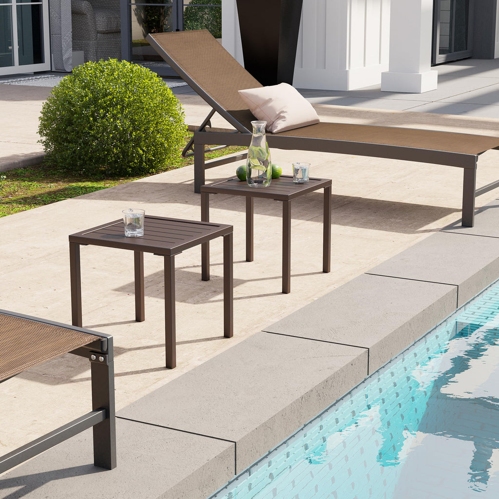 Aluminum Outdoor Side Table Set of 2 H7553