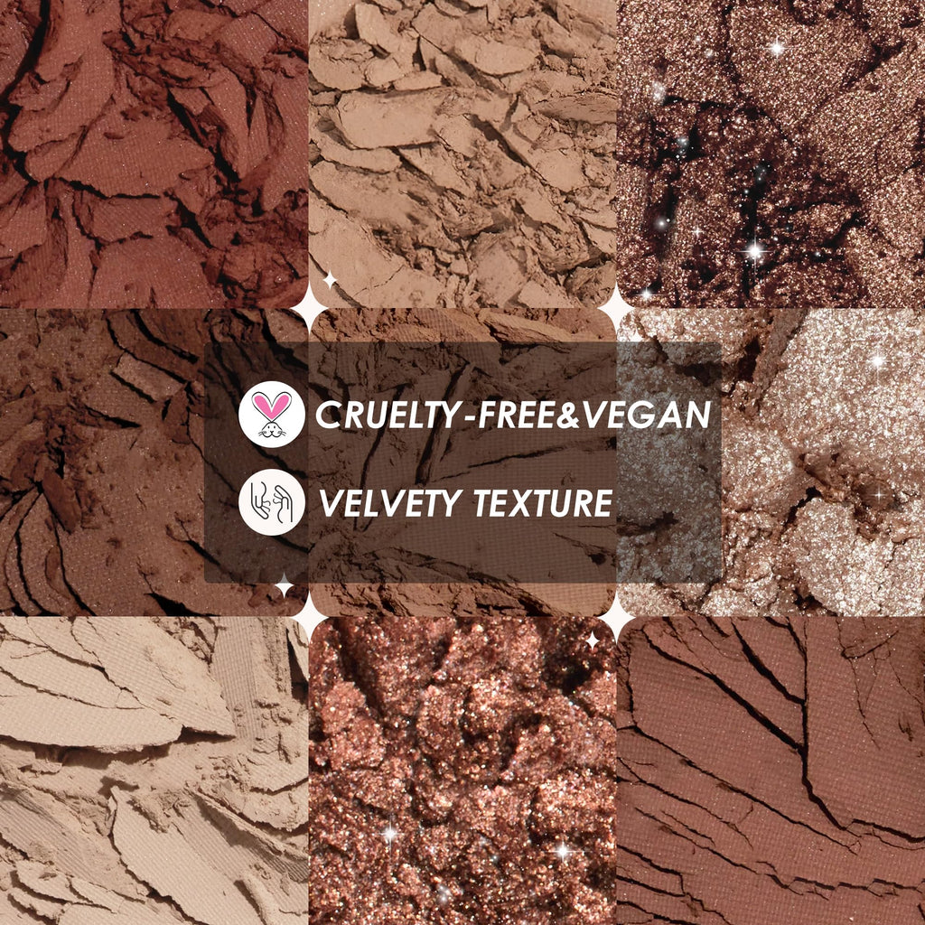 9 Colors Brown & Copper Eyeshadow Palette with Matte & Shimmer Finishes N38188