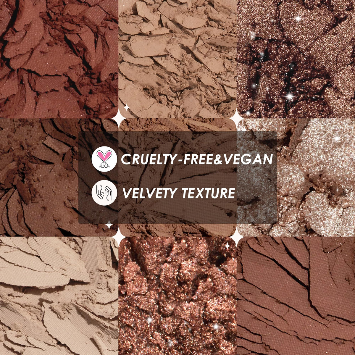 9 Colors Brown & Copper Eyeshadow Palette with Matte & Shimmer Finishes N38188