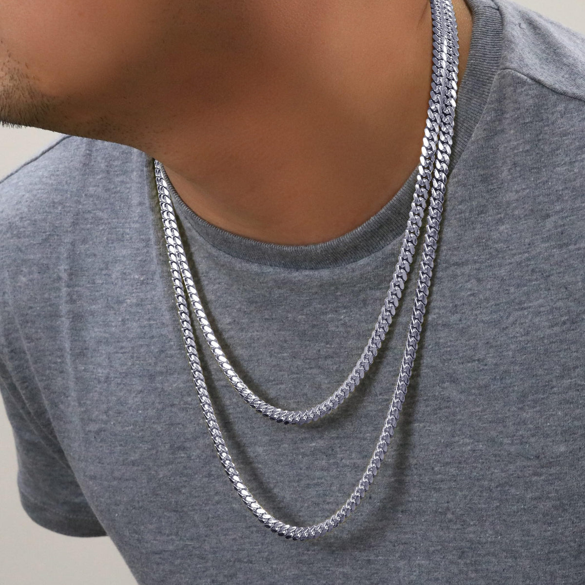 14k White Gold 6mm Chain Necklace A7658