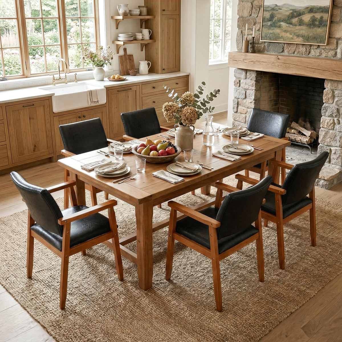 Black PU Leather Dining Chairs Set of 4 E4414